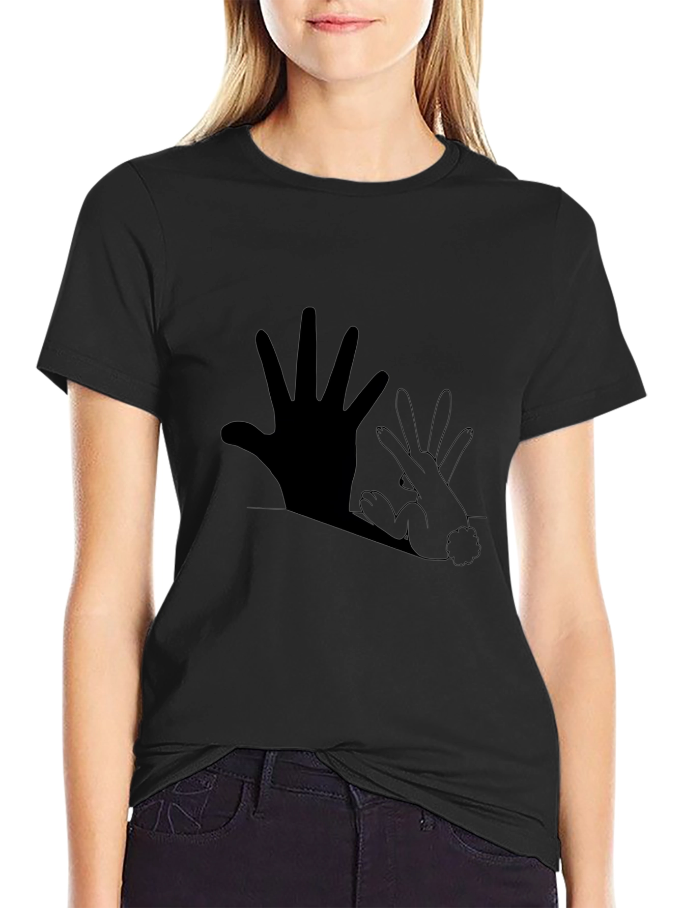Hand Rabbit Shadow Graphic Tee