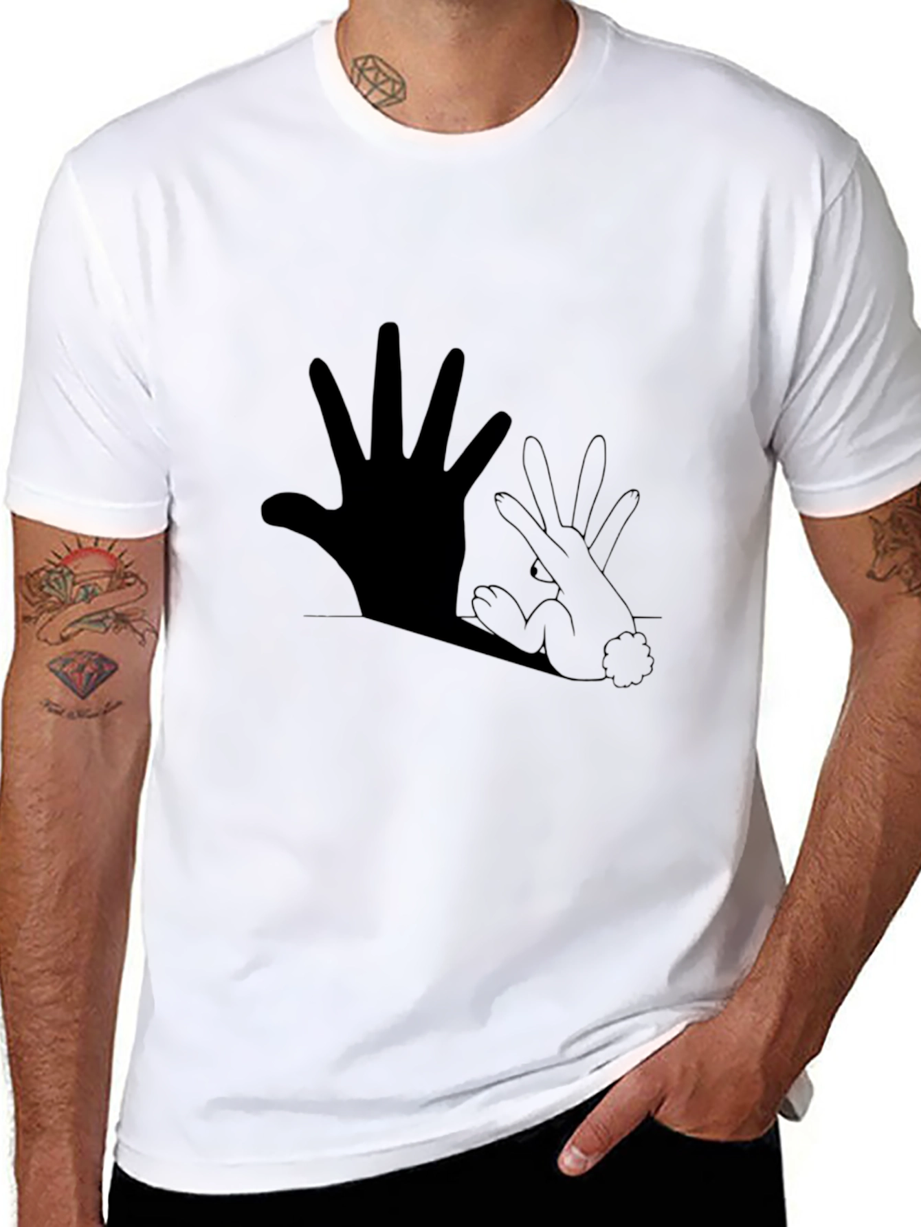 Hand Rabbit Shadow Graphic Tee