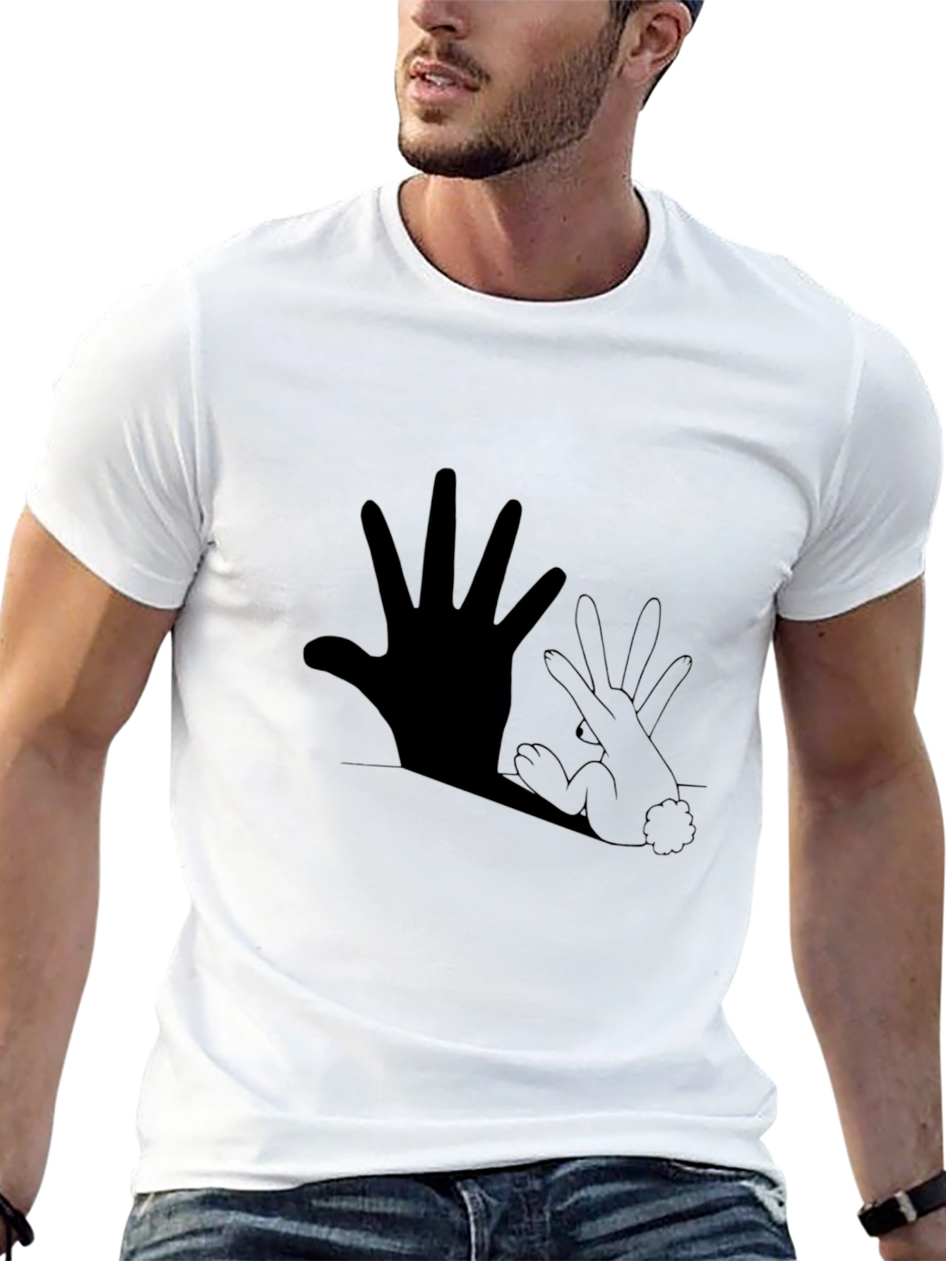 Hand Rabbit Shadow Graphic Tee