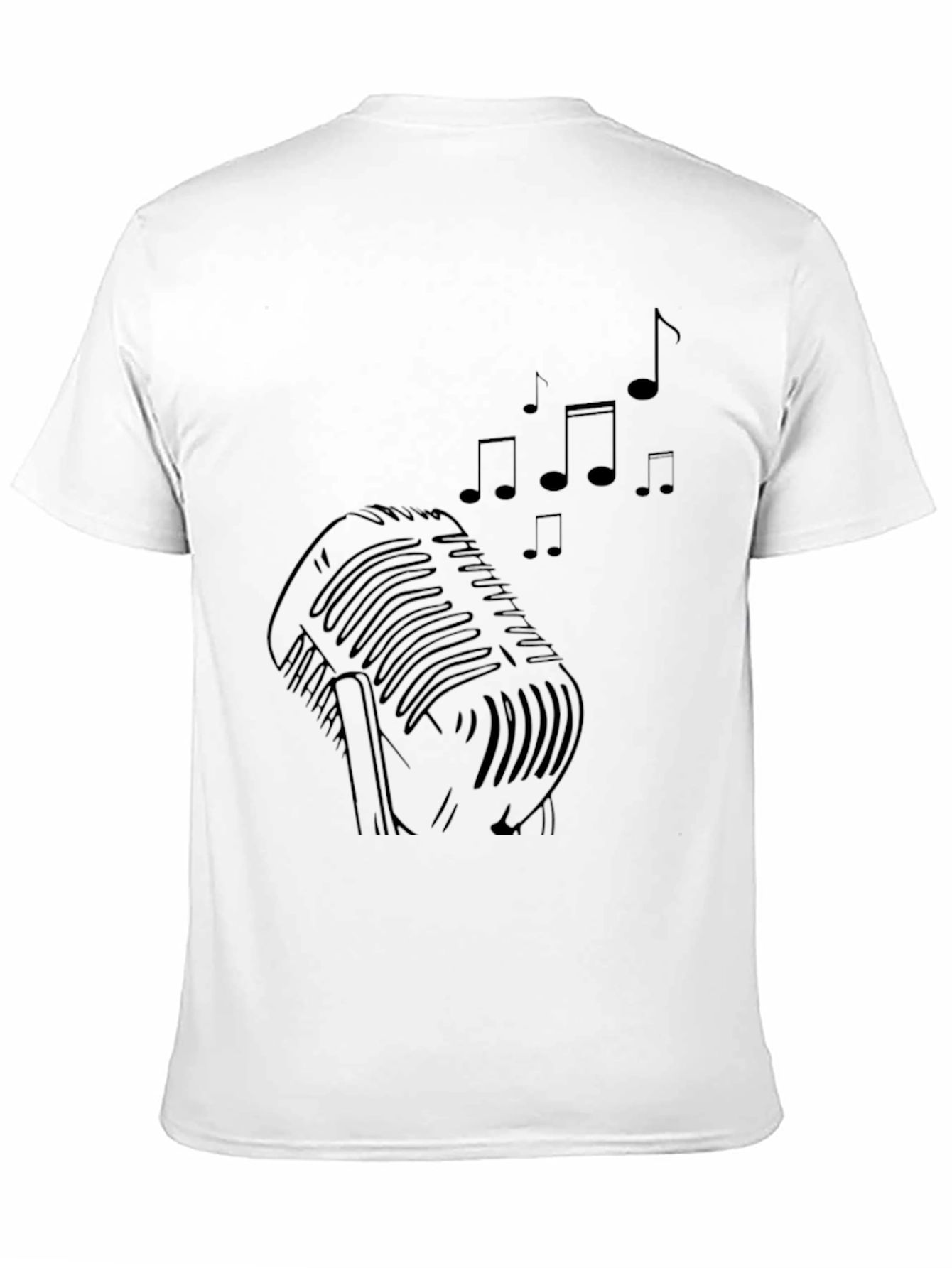 Retro Microphone Music Notes Graphic Tee