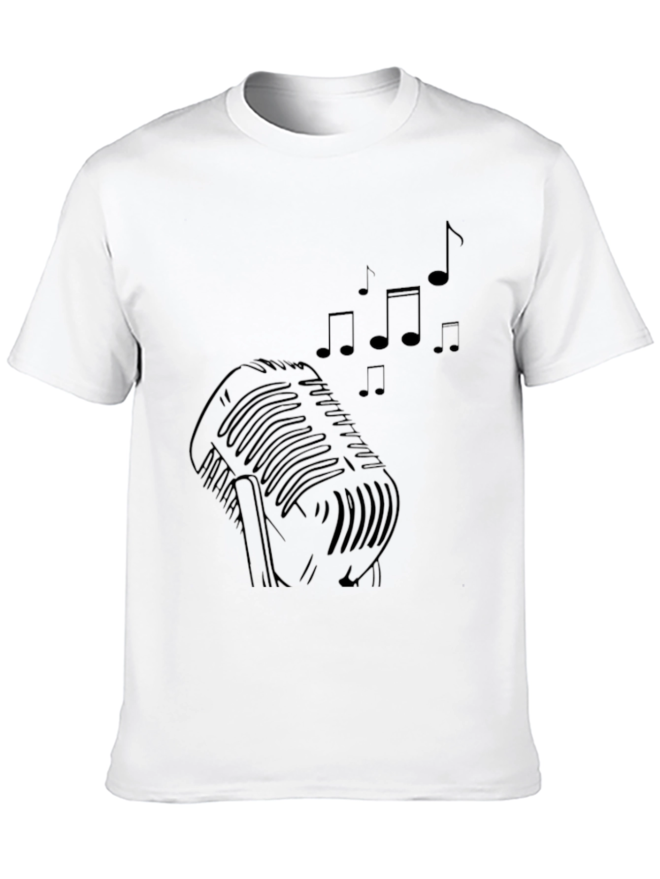 Retro Microphone Music Notes Graphic Tee