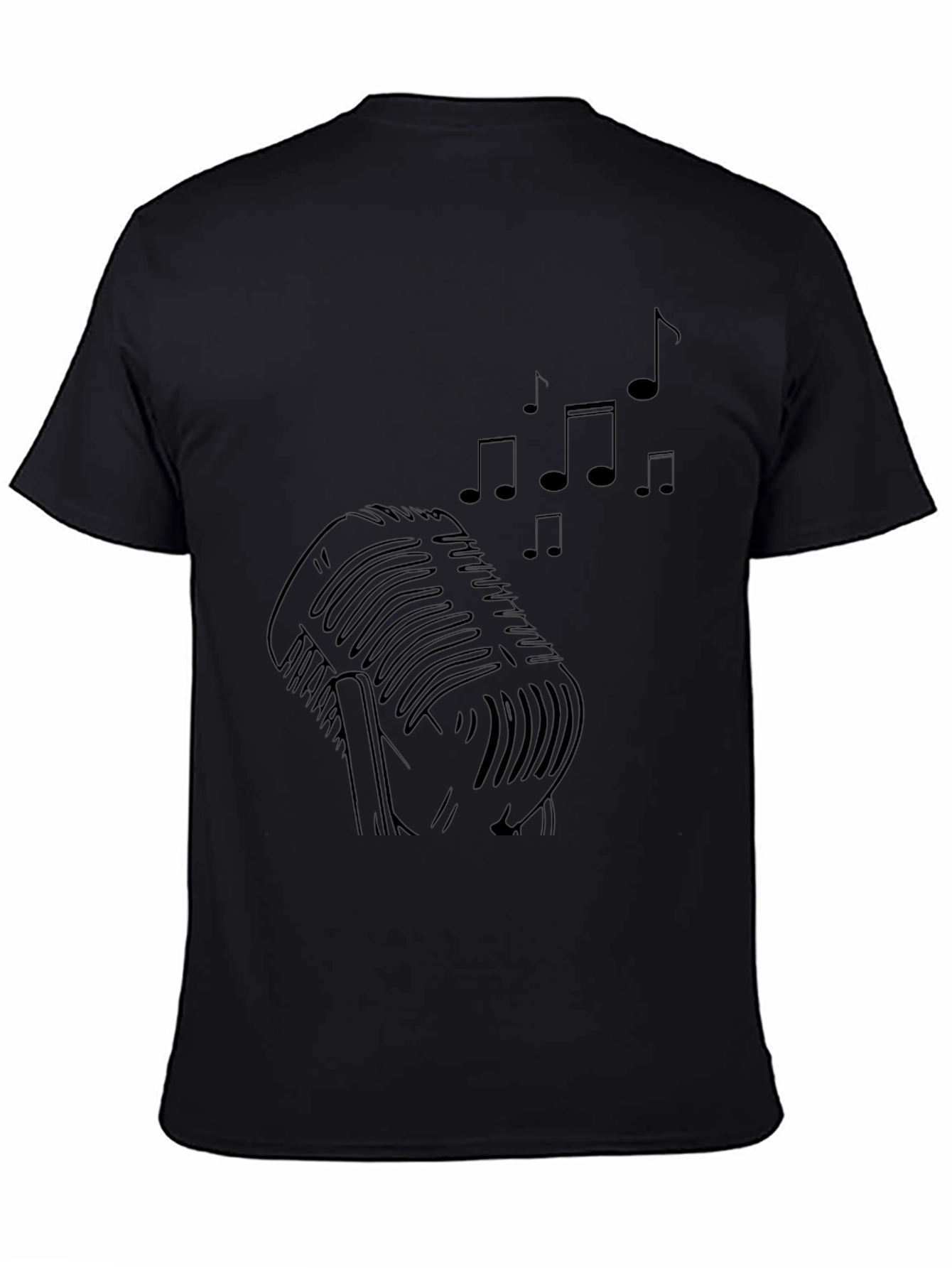 Retro Microphone Music Notes Graphic Tee