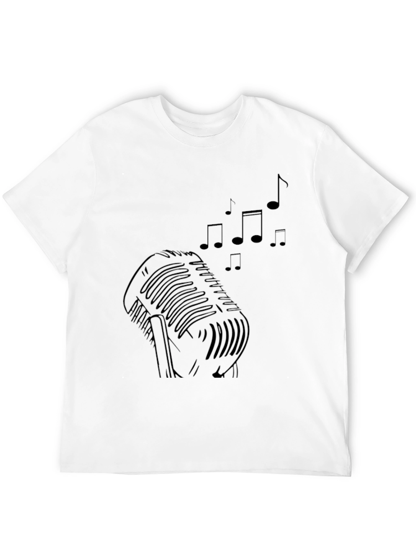 Retro Microphone Music Notes Graphic Tee