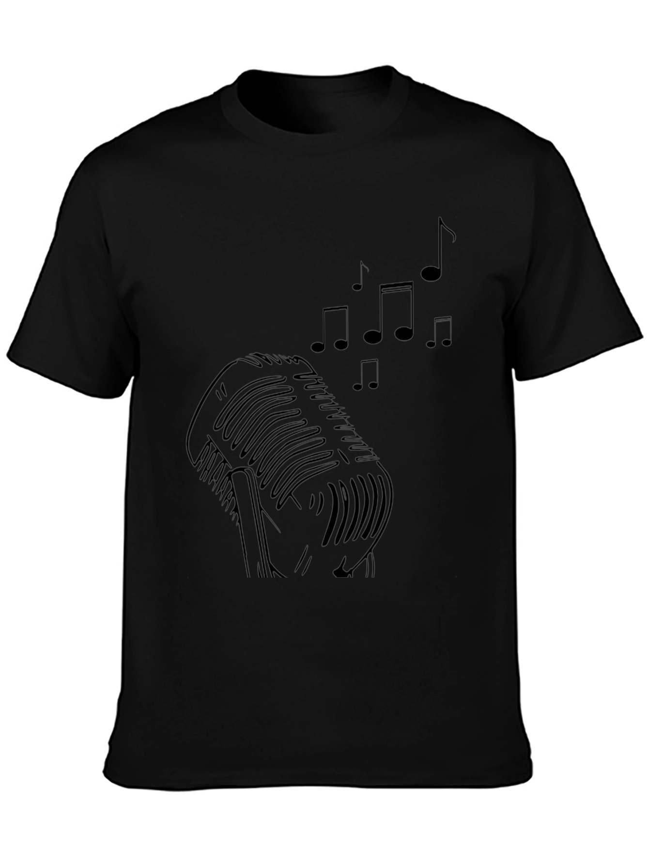 Retro Microphone Music Notes Graphic Tee
