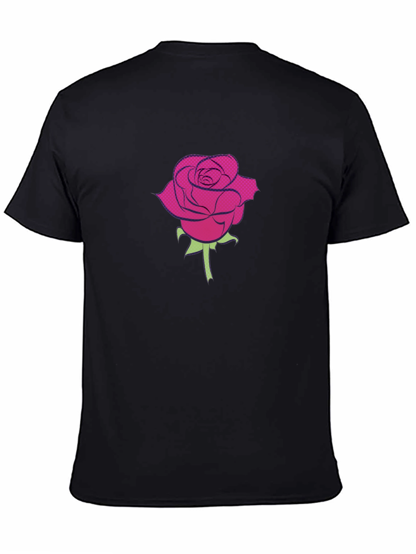 Black T-Shirt with a Rose Design