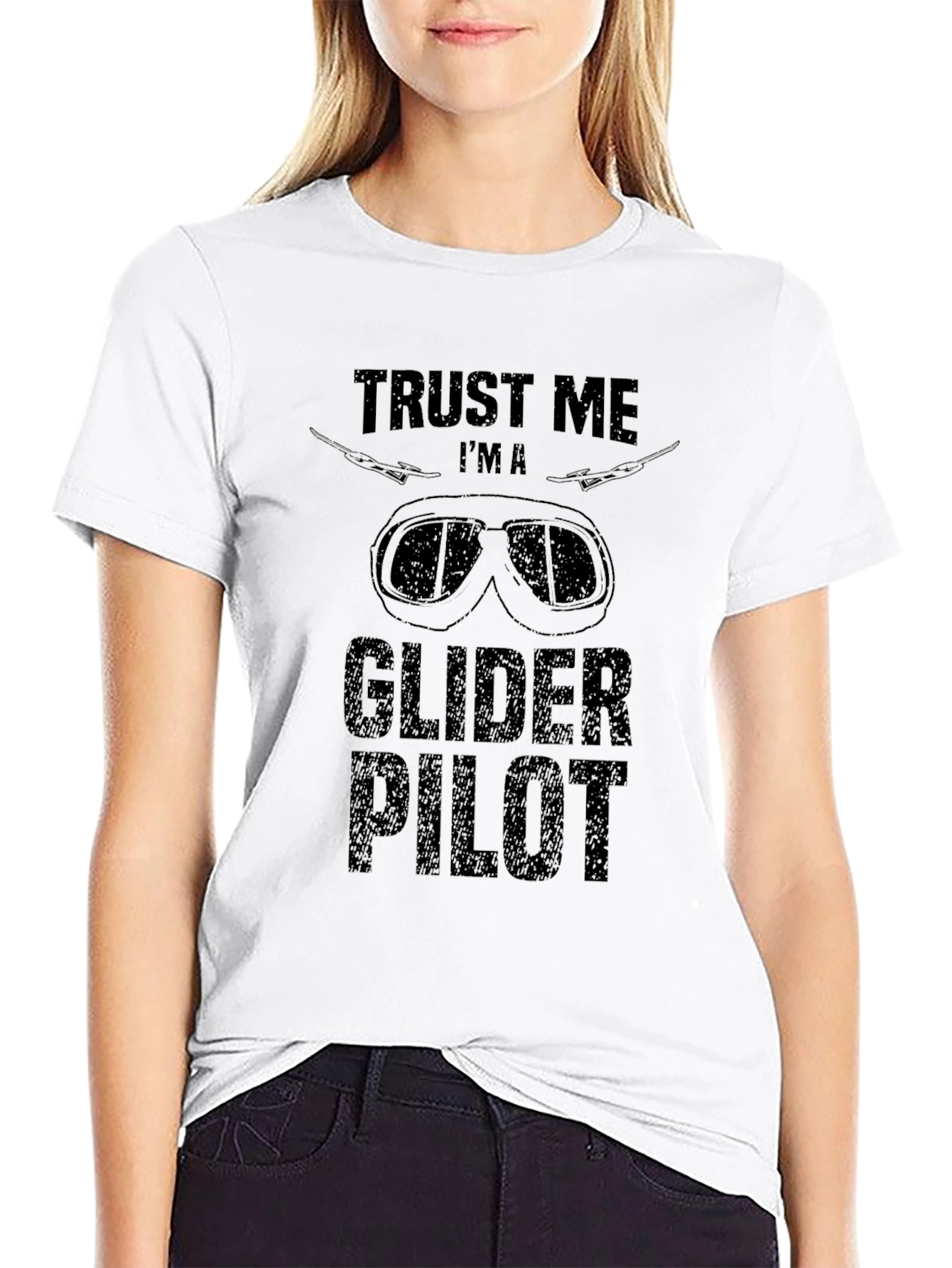 Trust Me Im A Glider Pilot Black Graphic T-Shirt