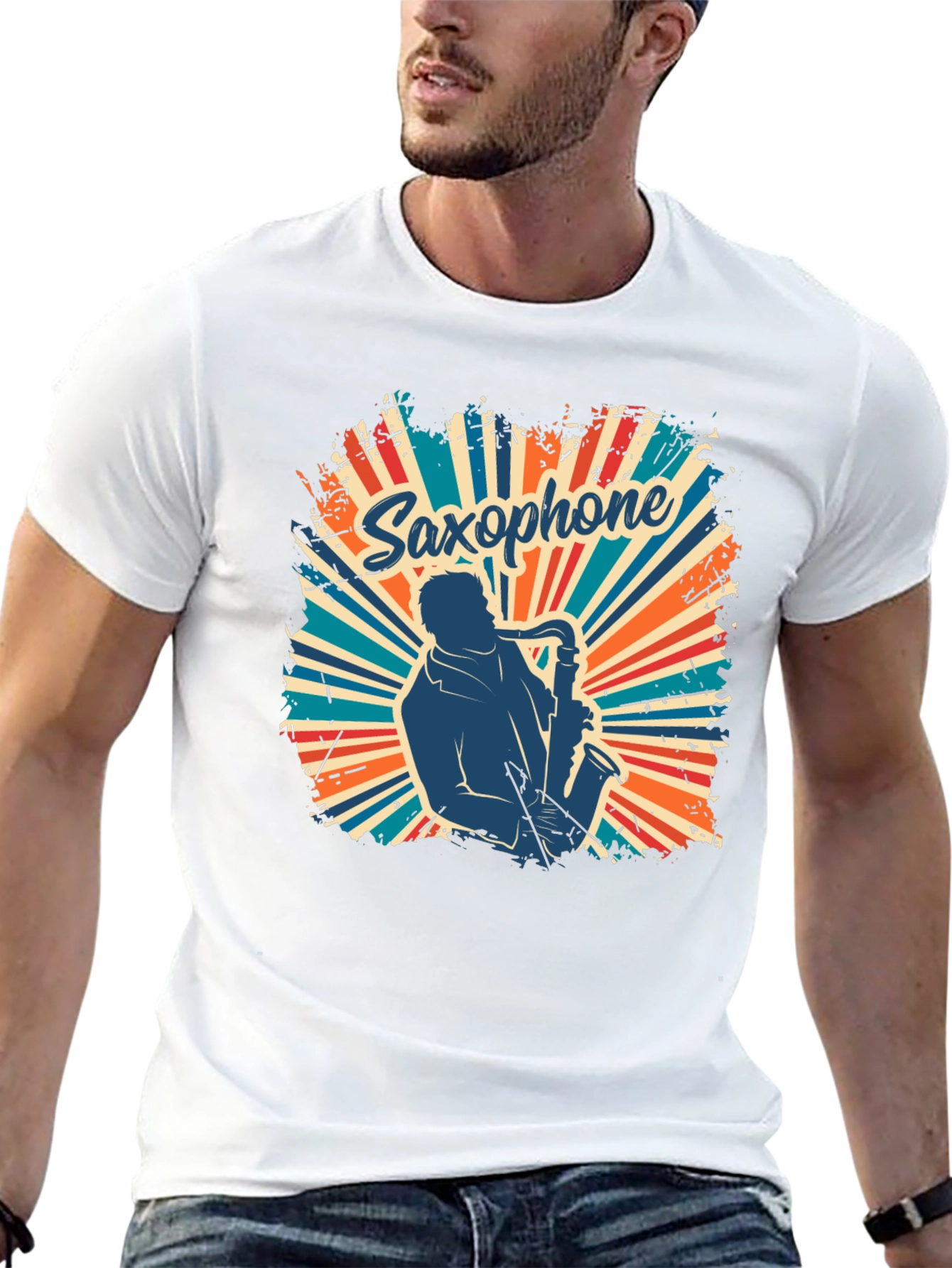 Saxophone Retro T-Shirt - Musician Graphic Tee