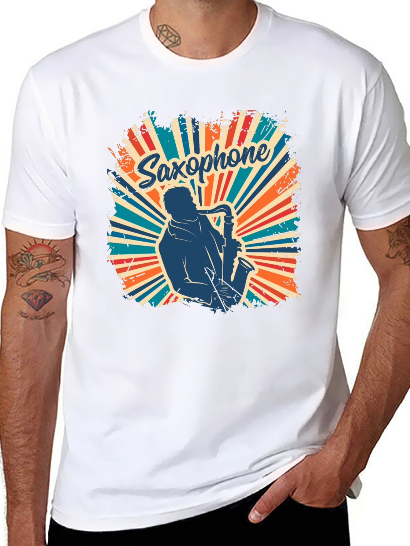 Saxophone Retro T-Shirt - Musician Graphic Tee