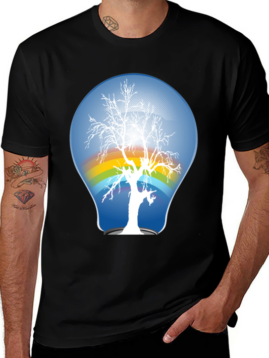 Nature Lightbulb Graphic Tee - Black Cotton