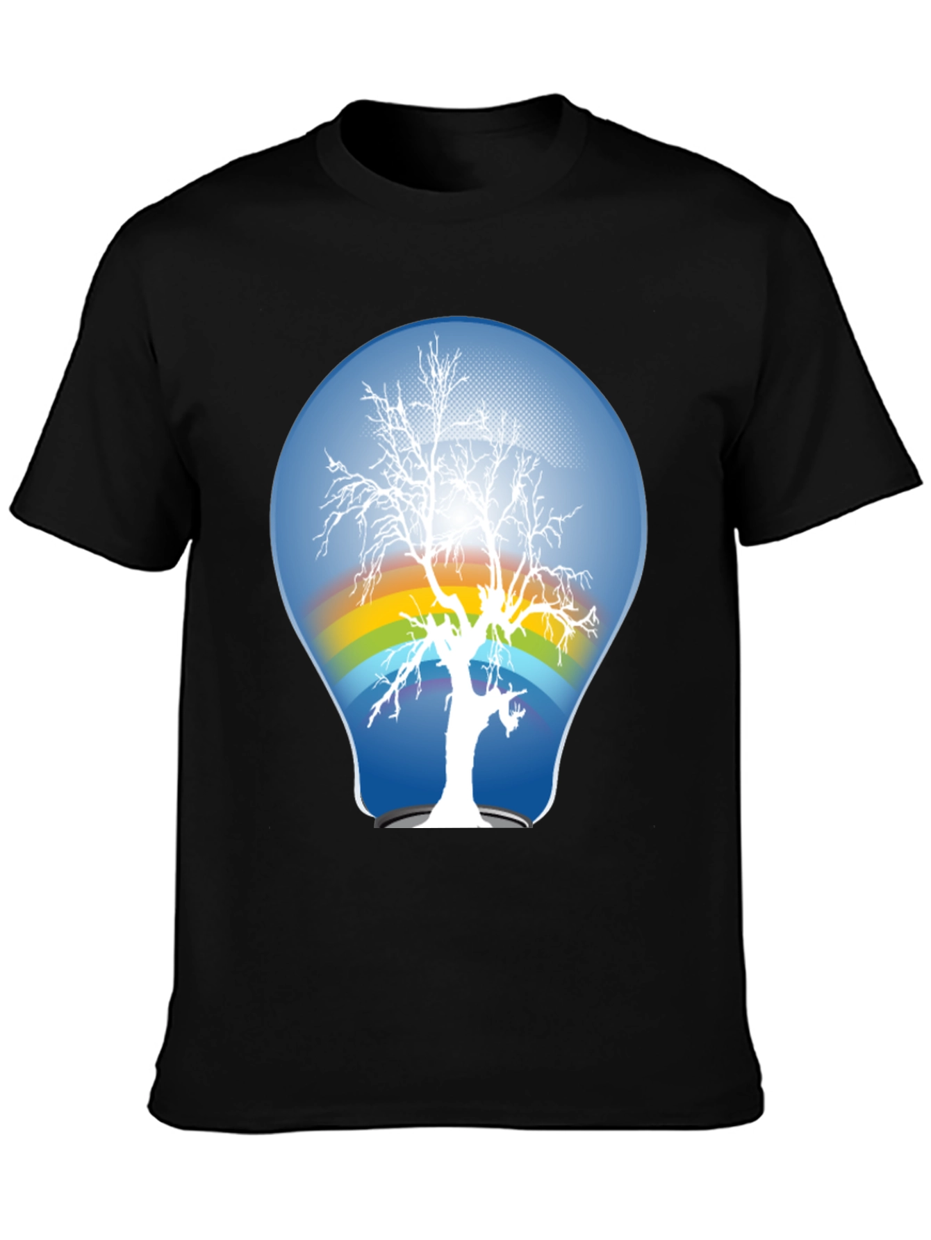 Nature Lightbulb Graphic Tee - Black Cotton
