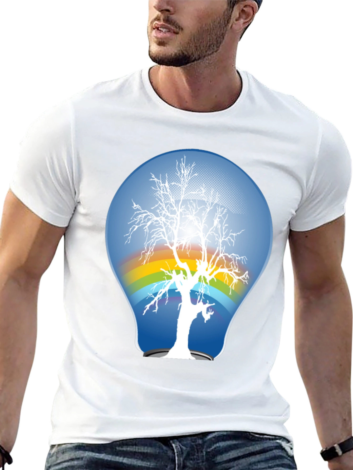 Nature Lightbulb Graphic Tee - Black Cotton