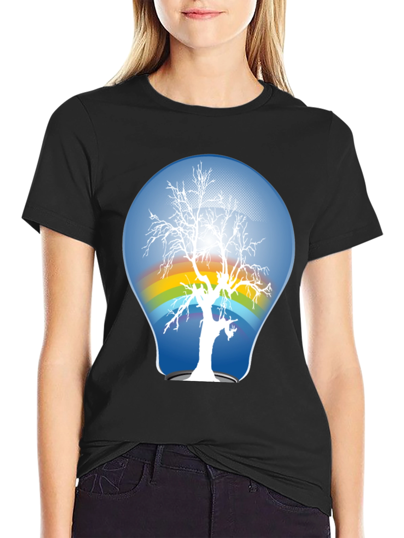 Nature Lightbulb Graphic Tee - Black Cotton