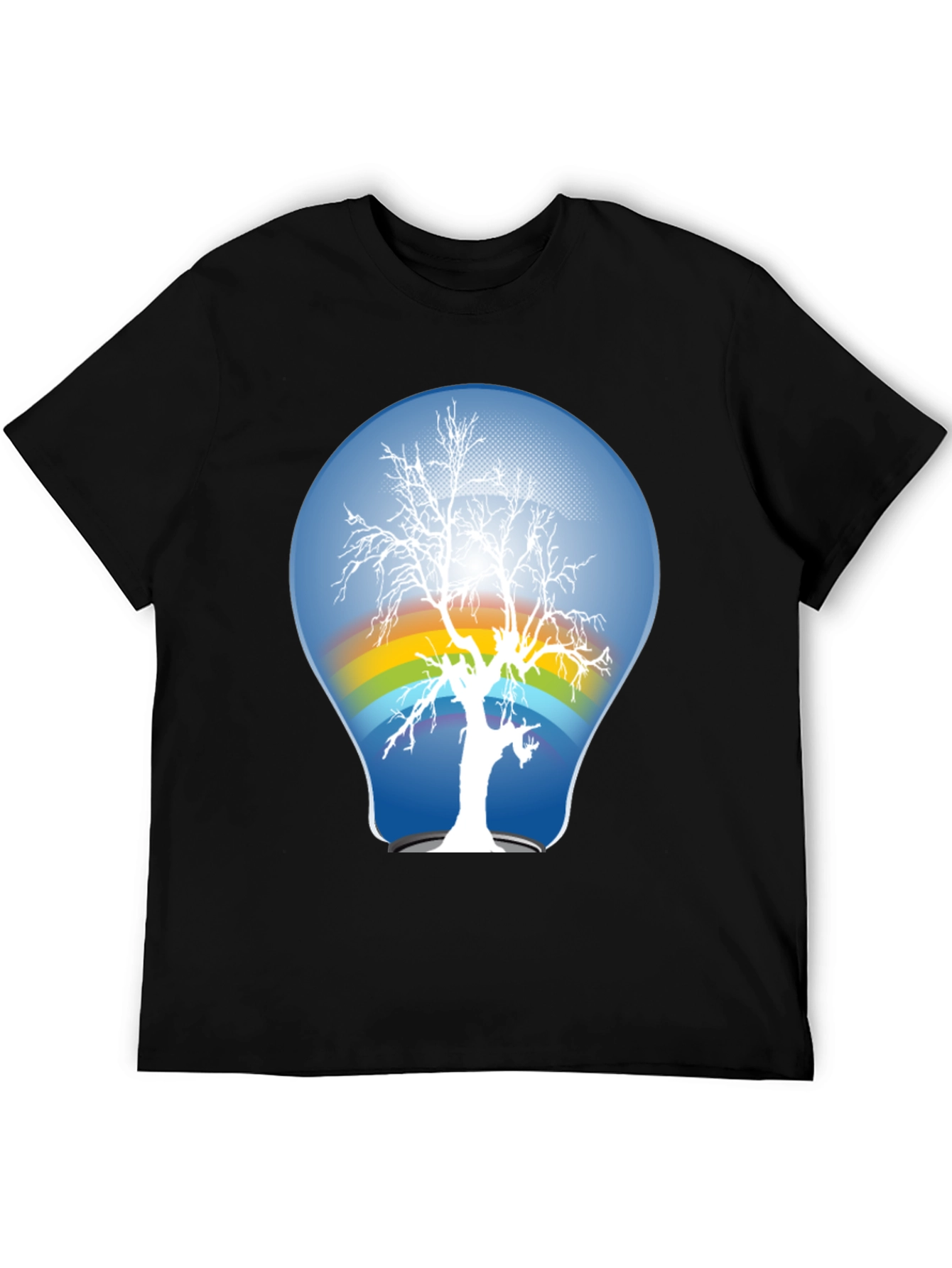 Nature Lightbulb Graphic Tee - Black Cotton