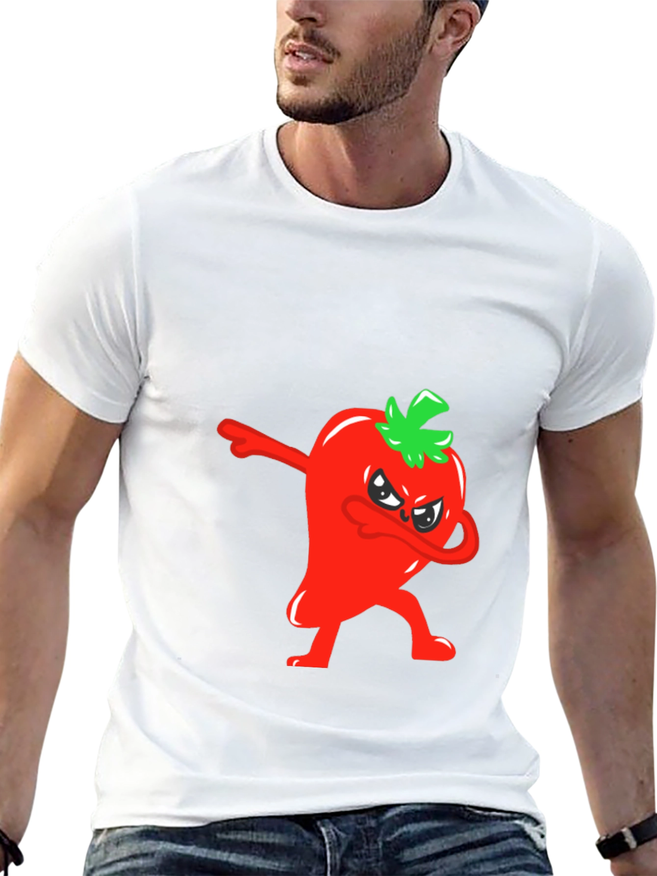 Dabbing Red Pepper Graphic Tee - Mens Black T-Shirt