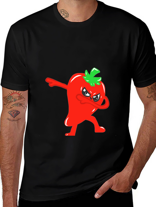 Dabbing Red Pepper Graphic Tee - Mens Black T-Shirt