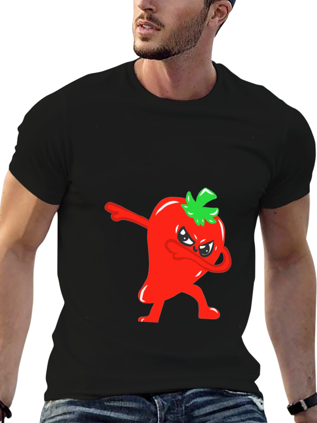 Dabbing Red Pepper Graphic Tee - Mens Black T-Shirt