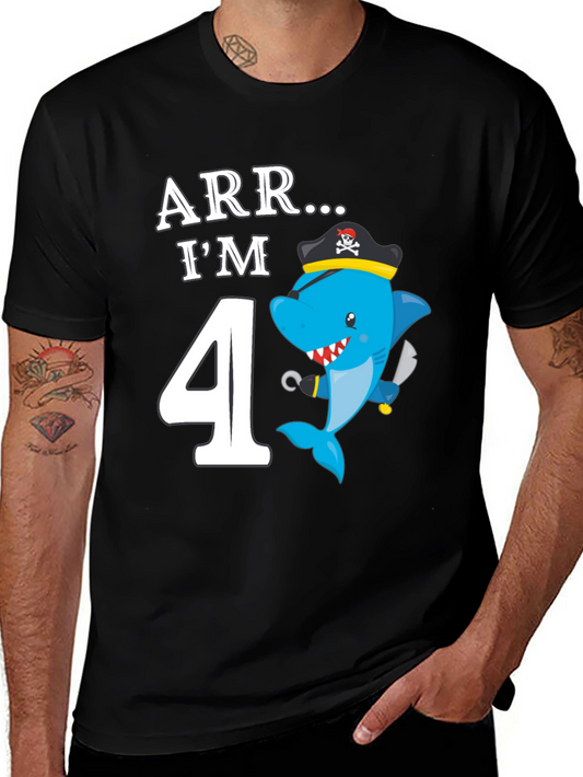 ARR Im 4 Birthday Pirate Shark Kids T-Shirt