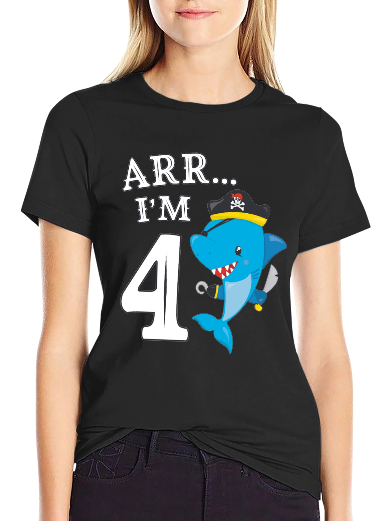 ARR Im 4 Birthday Pirate Shark Kids T-Shirt