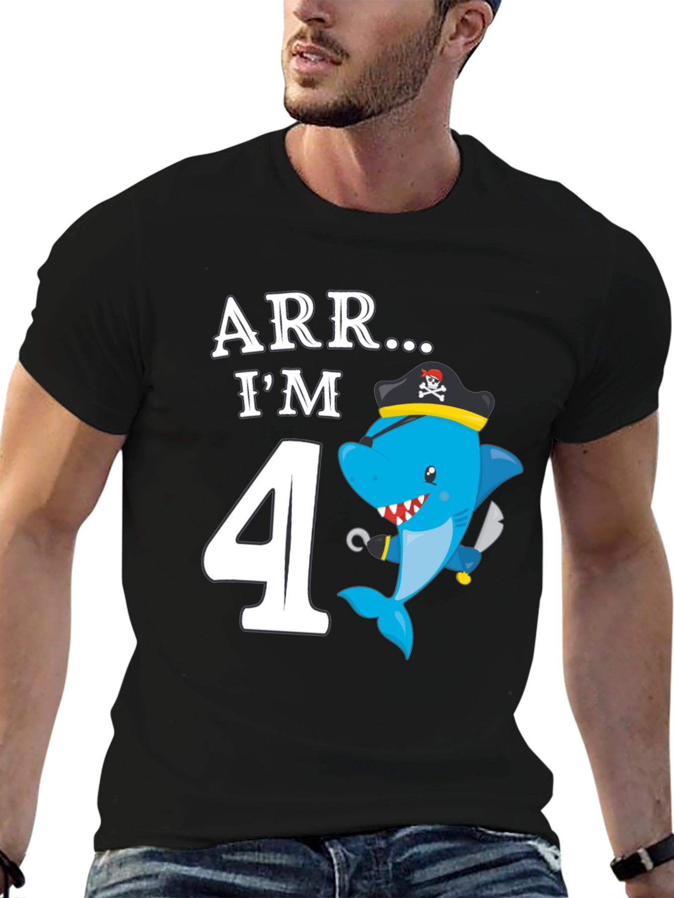 ARR Im 4 Birthday Pirate Shark Kids T-Shirt