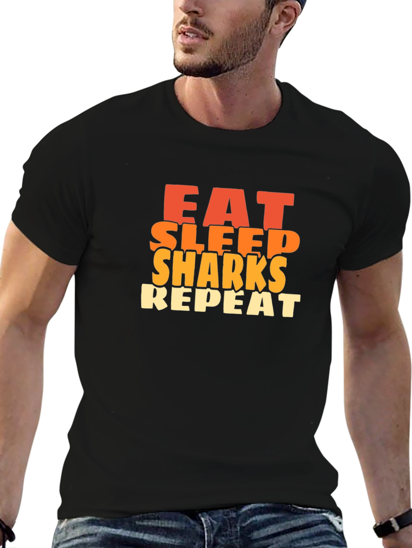 Eat Sleep Sharks Repeat Graphic Tee