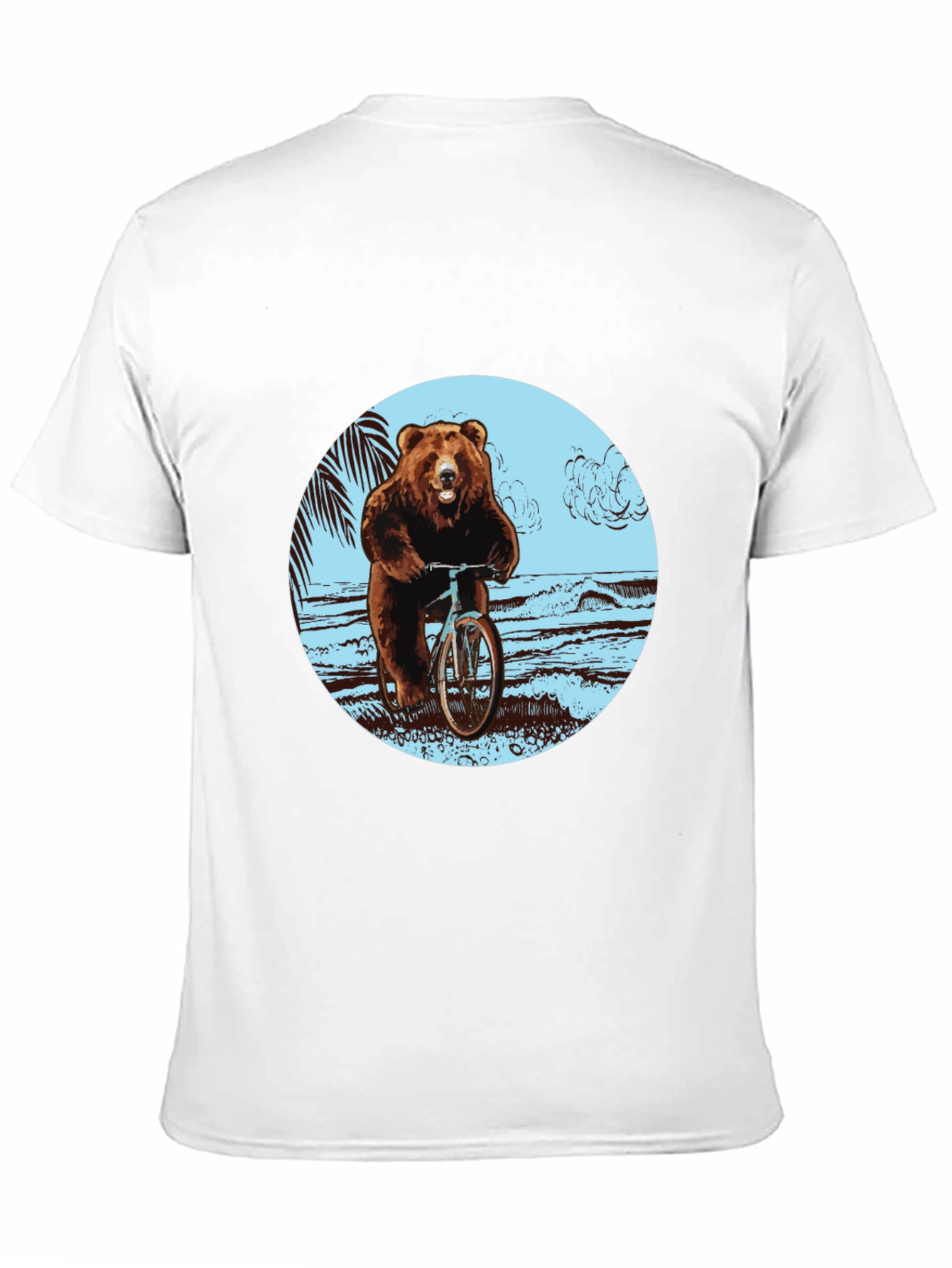 Bear on Bike Graphic Tee - Black Cotton T-Shirt