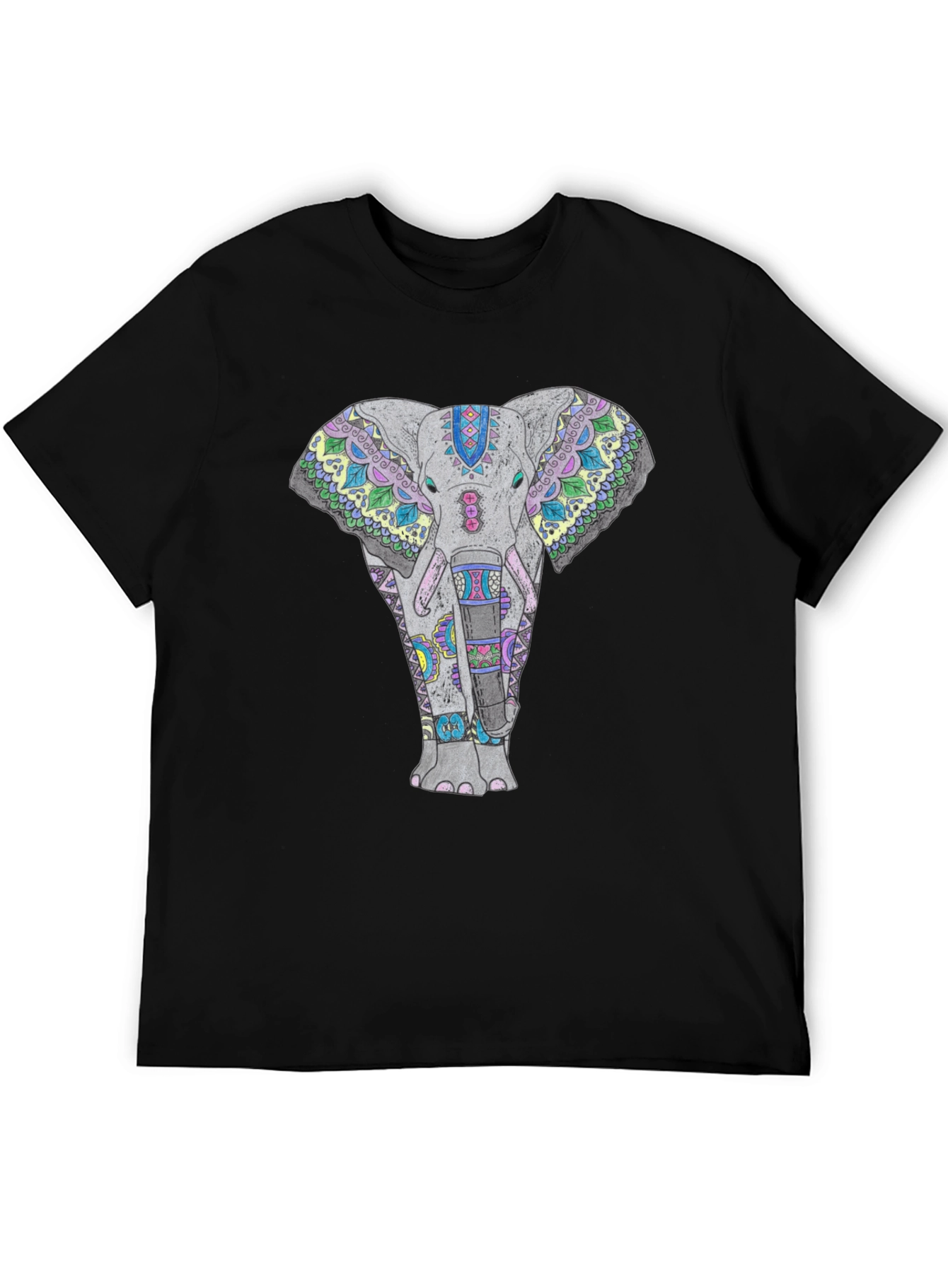Elephant Mandala Graphic Tee - Black