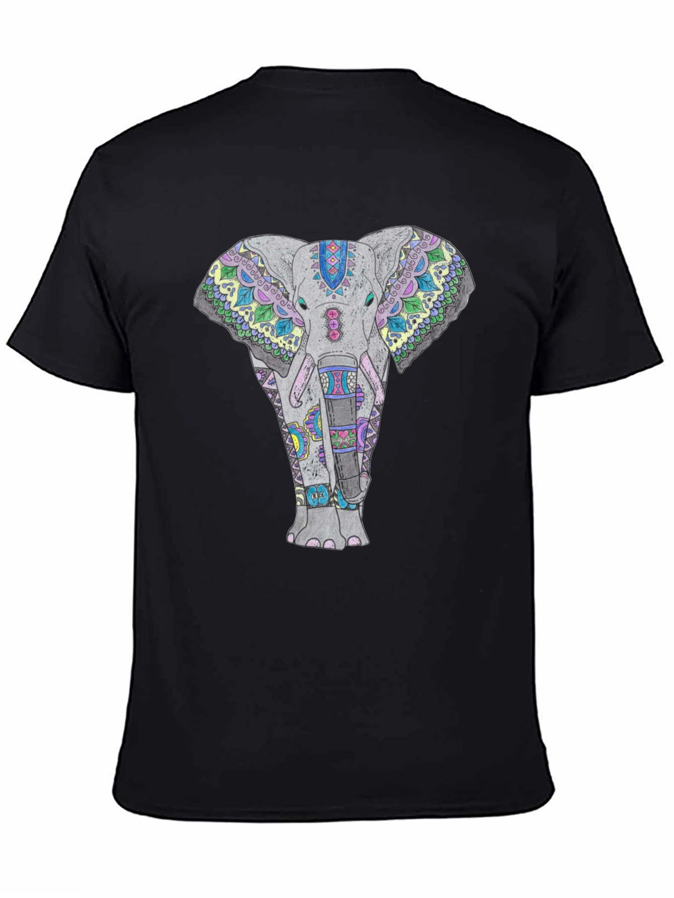 Elephant Mandala Graphic Tee - Black