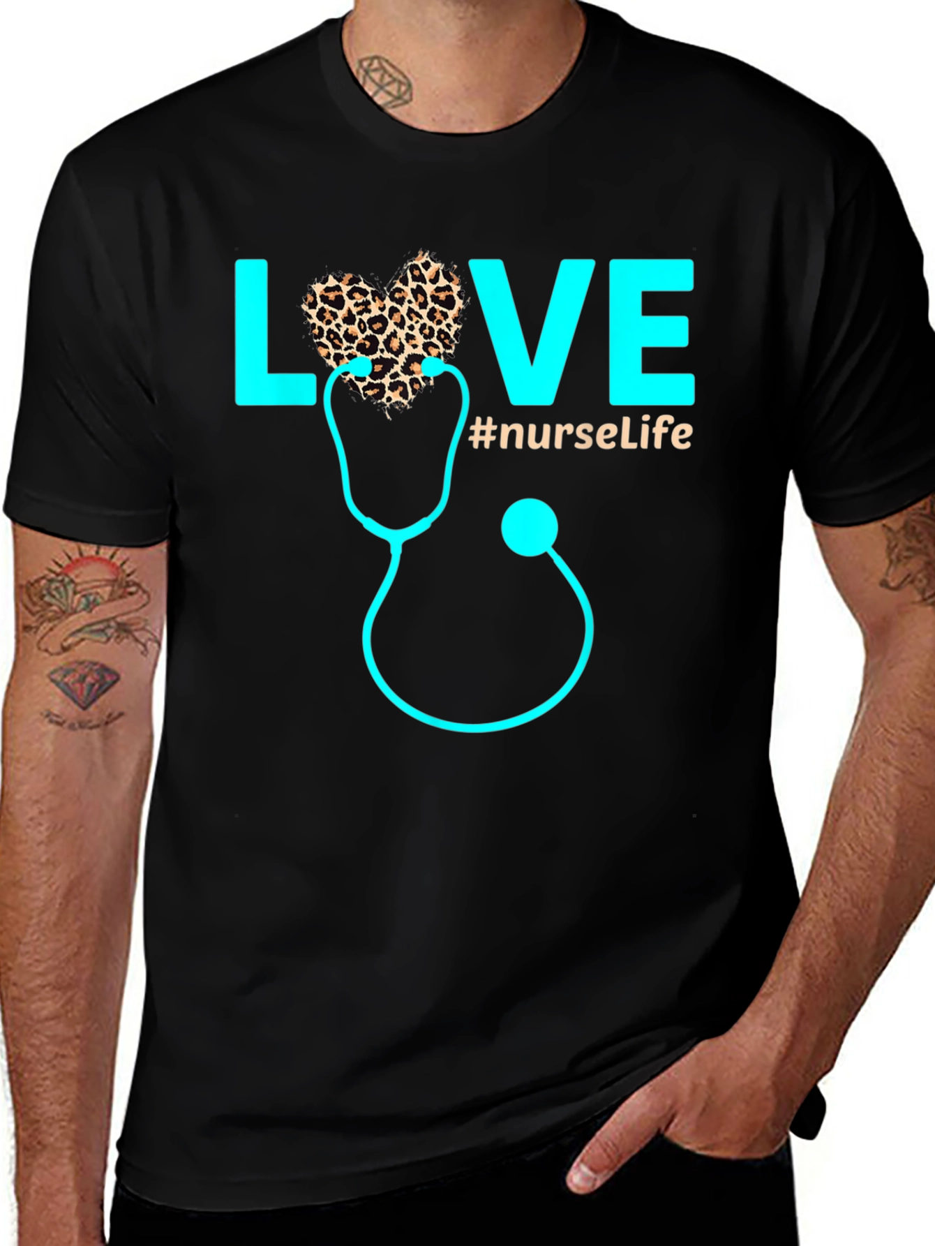 Nurse Life Love Stethoscope Graphic T-Shirt