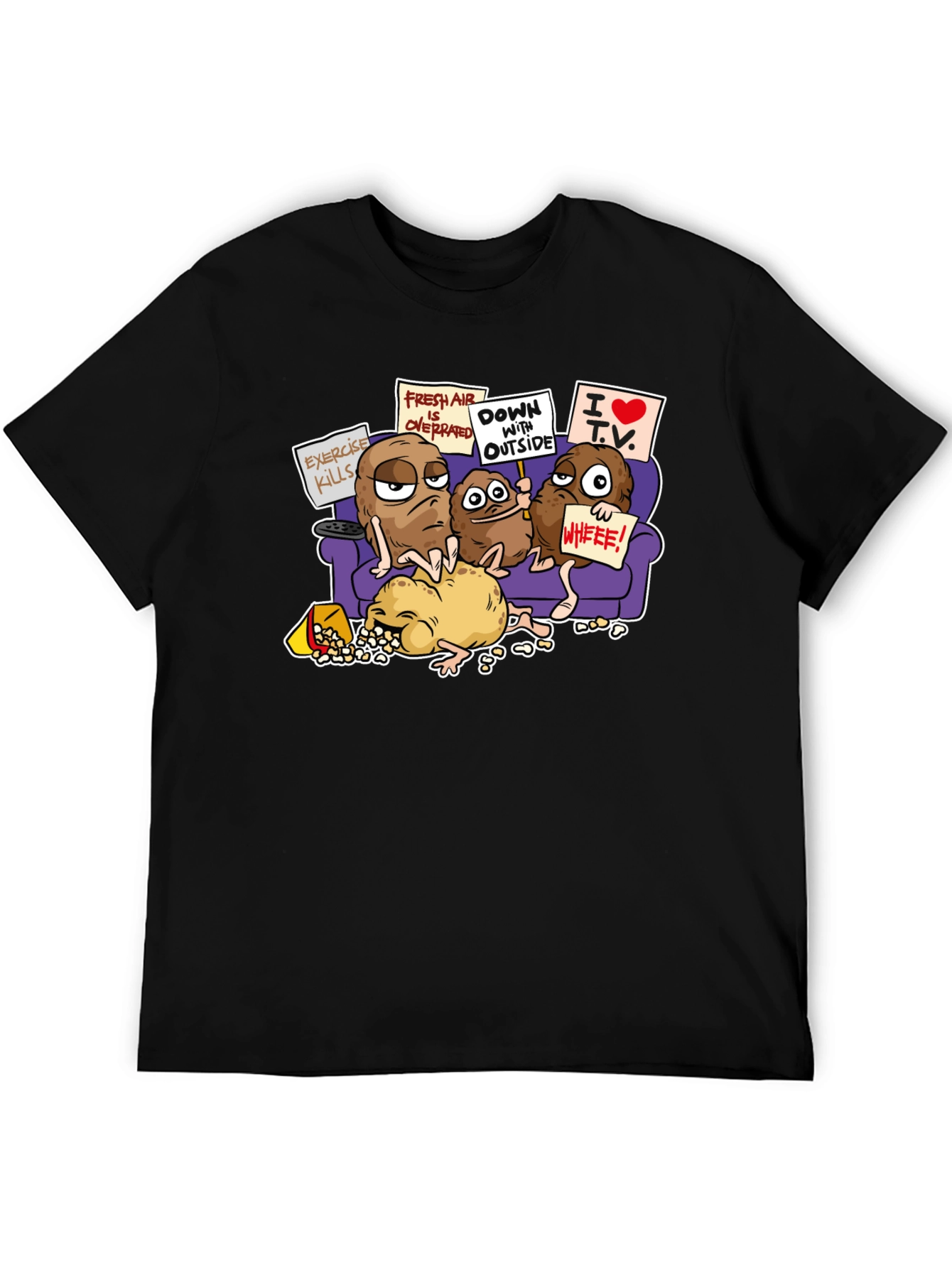 Potato Couch Black T-Shirt Funny