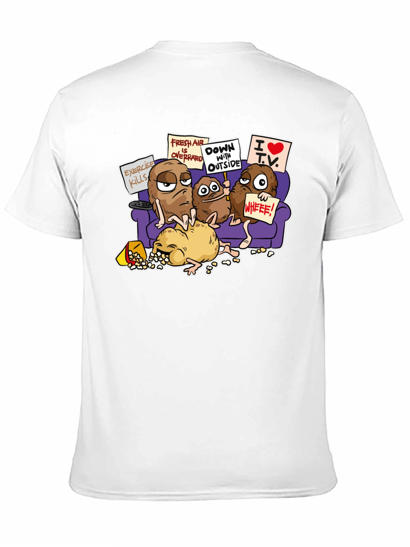 Potato Couch Black T-Shirt Funny