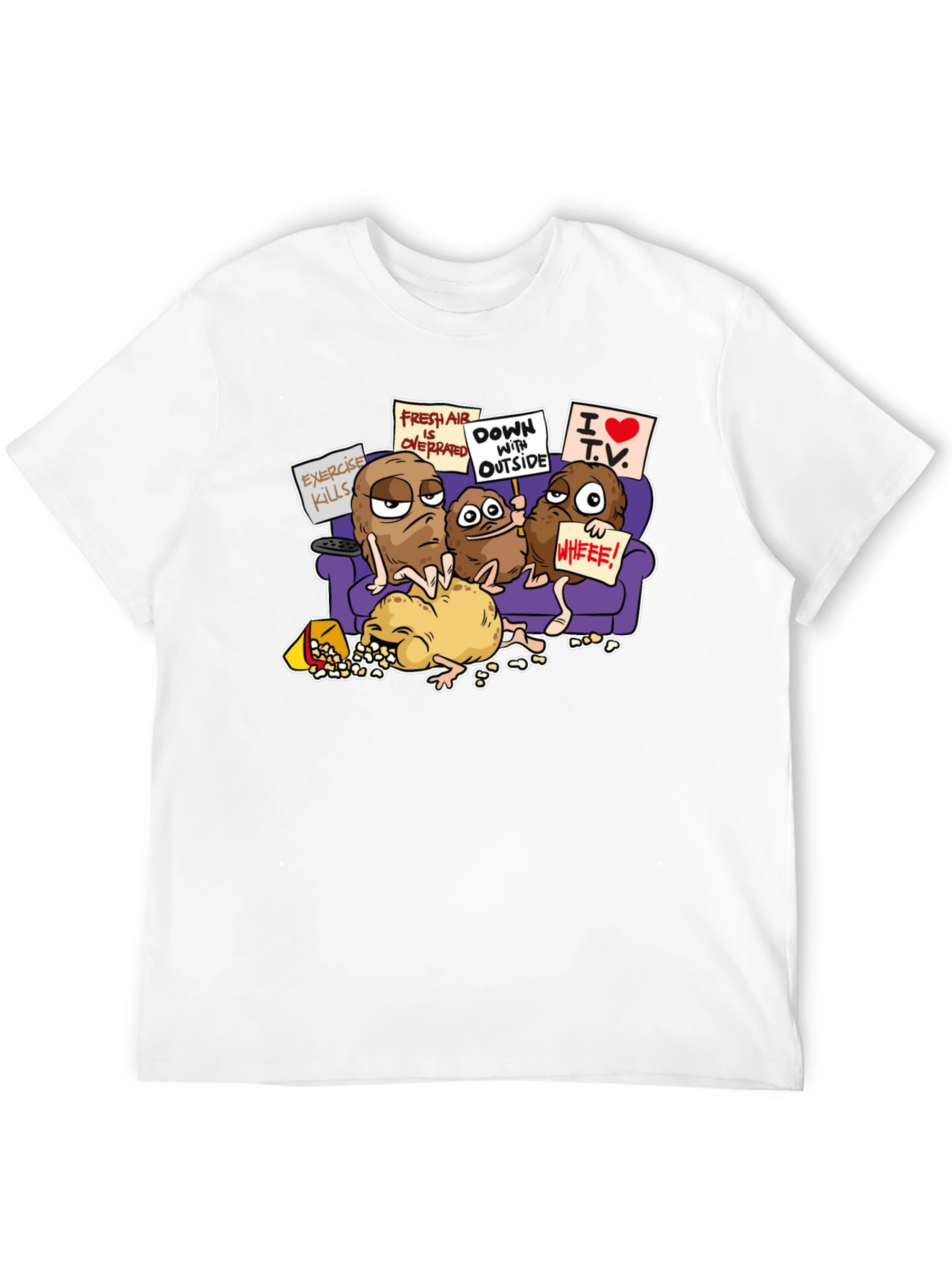 Potato Couch Black T-Shirt Funny