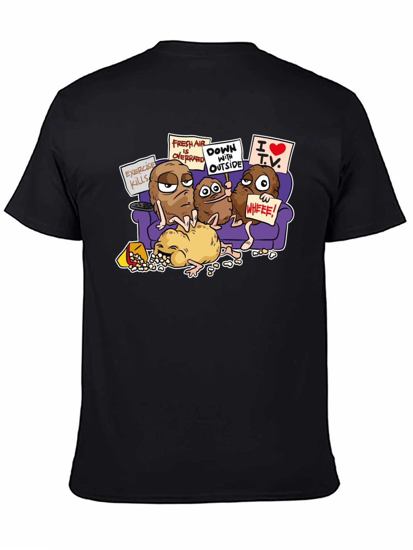 Potato Couch Black T-Shirt Funny