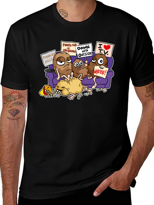 Potato Couch Black T-Shirt Funny