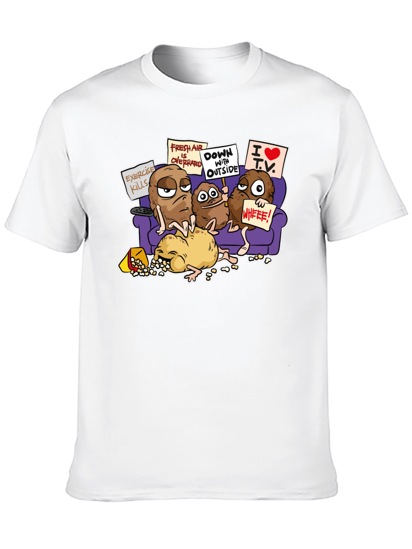 Potato Couch Black T-Shirt Funny
