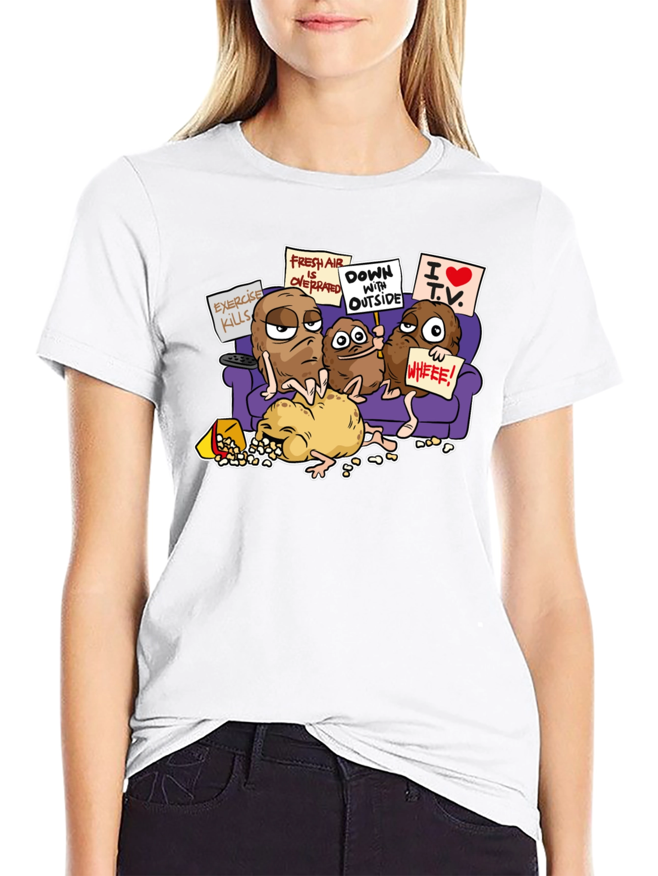 Potato Couch Black T-Shirt Funny