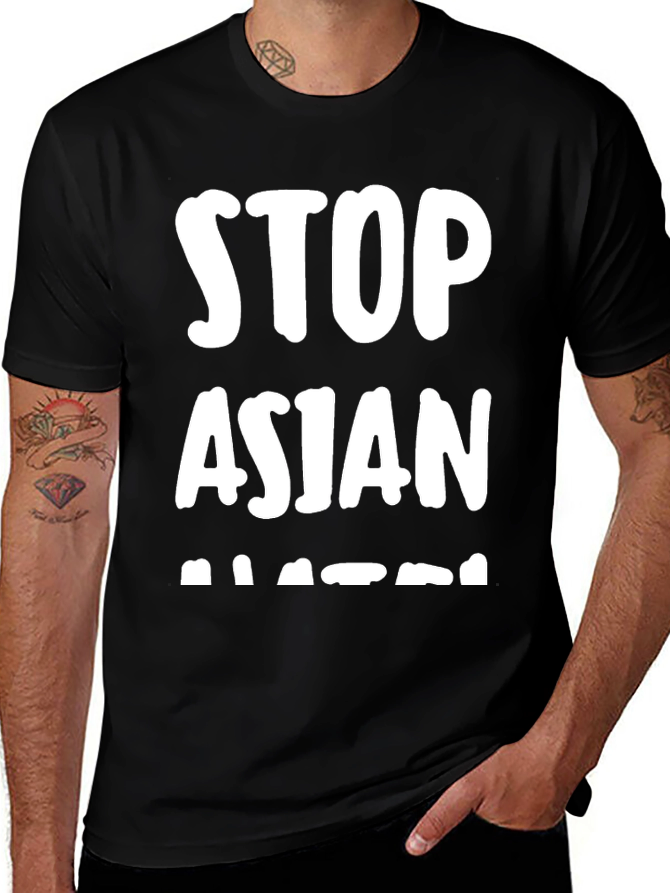 Stop Asian Hate T-Shirt - Black Crew Neck Tee