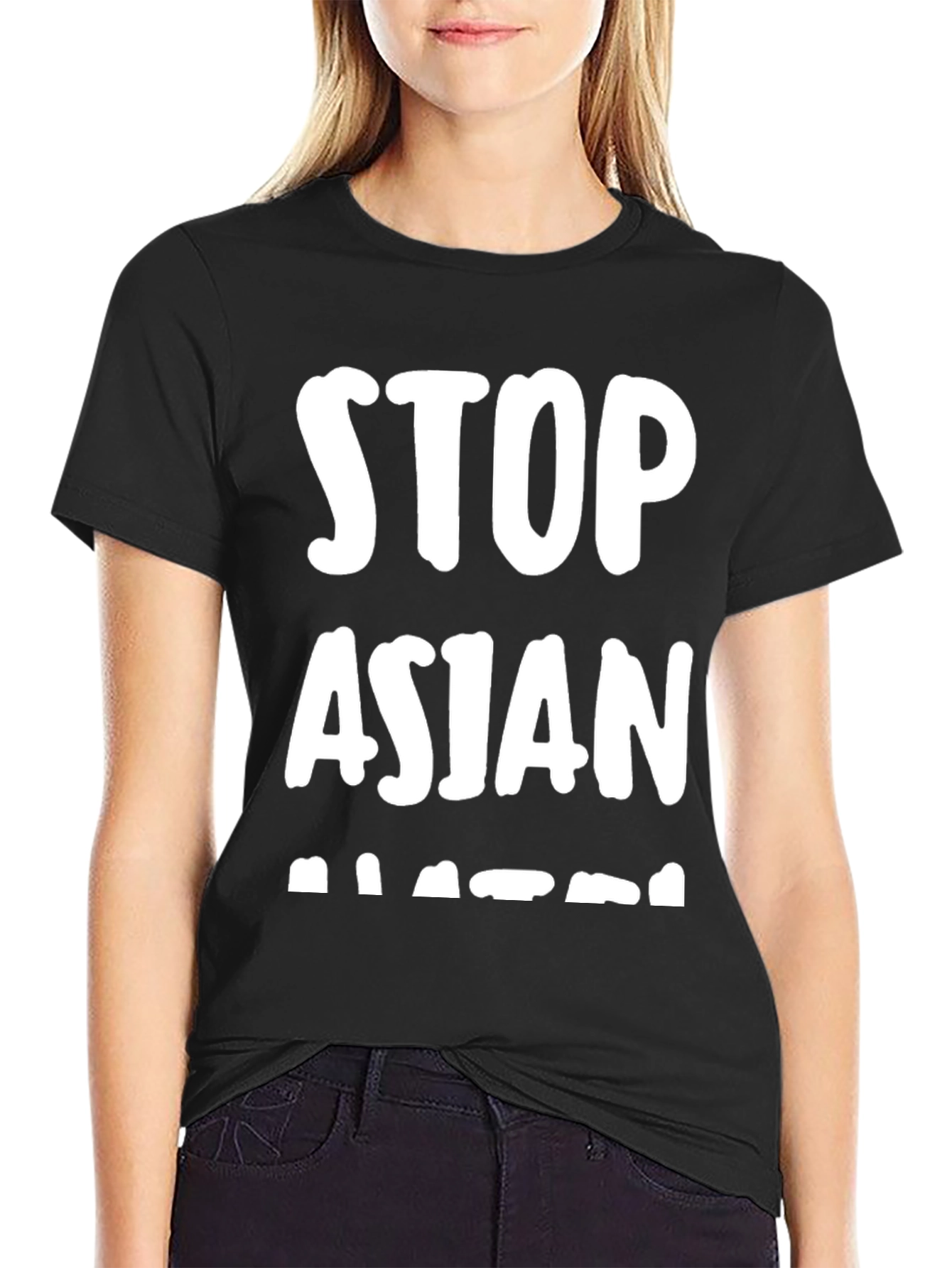 Stop Asian Hate T-Shirt - Black Crew Neck Tee