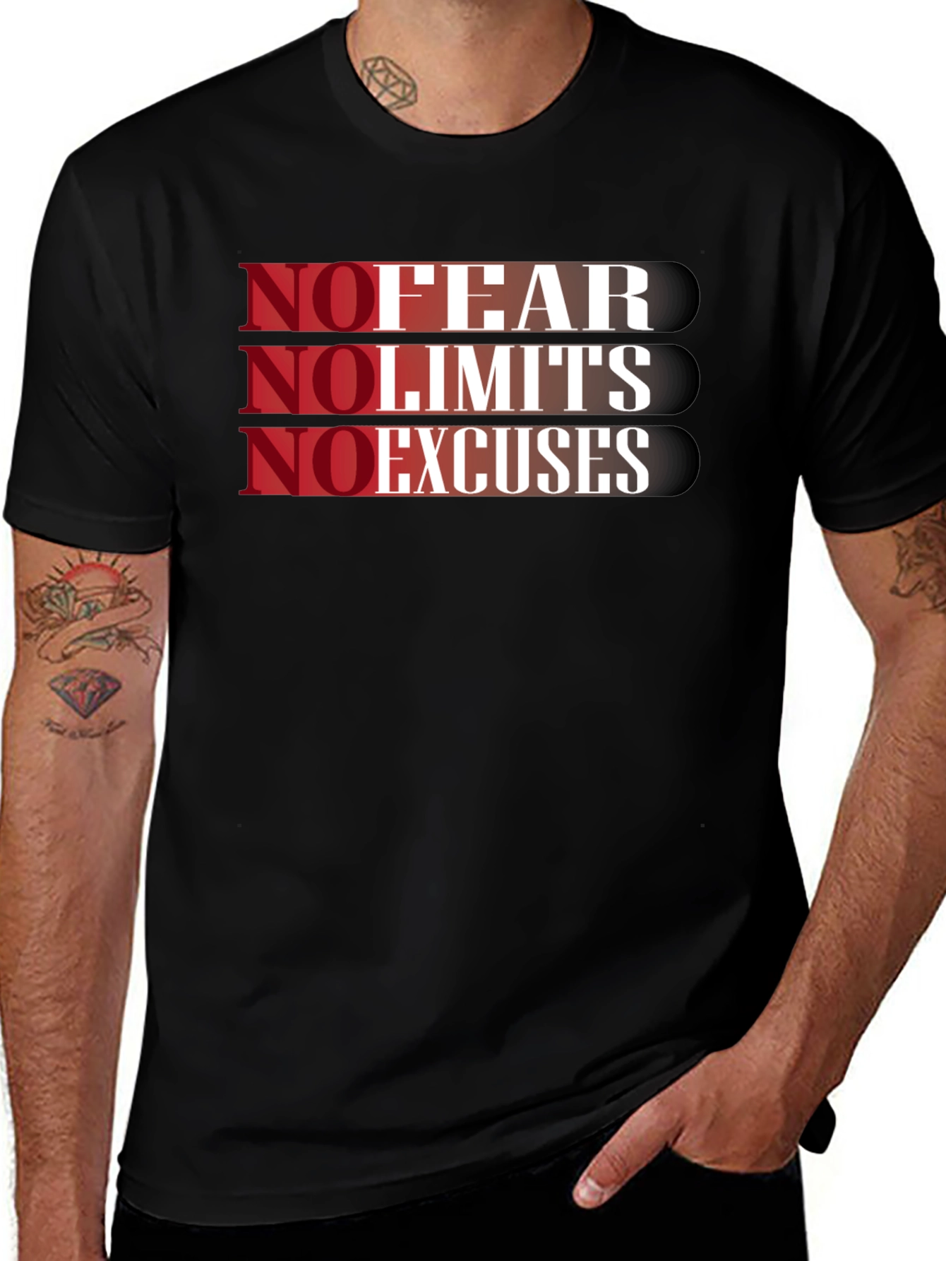 No Fear No Limits No Excuses Black T-Shirt