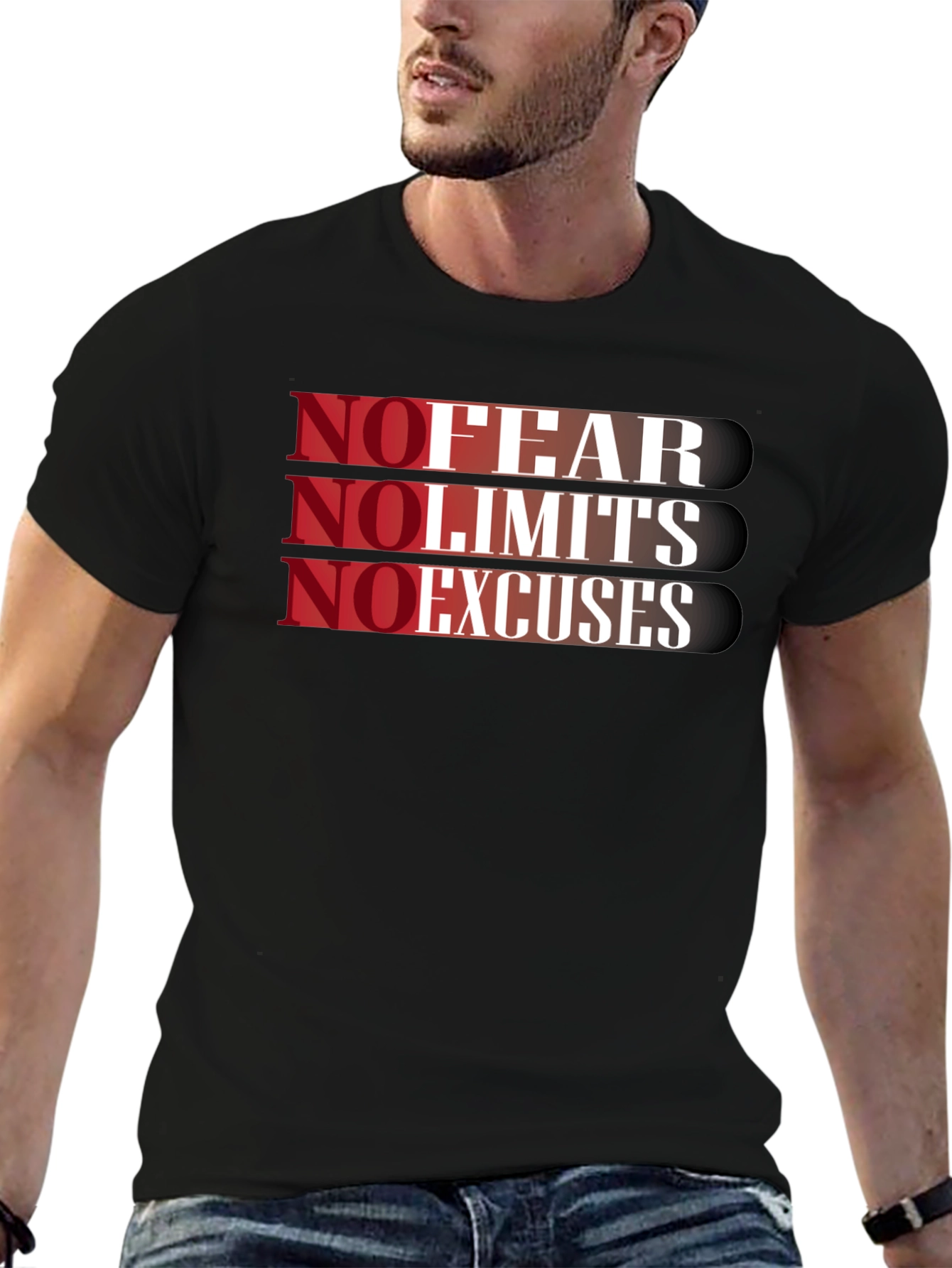 No Fear No Limits No Excuses Black T-Shirt