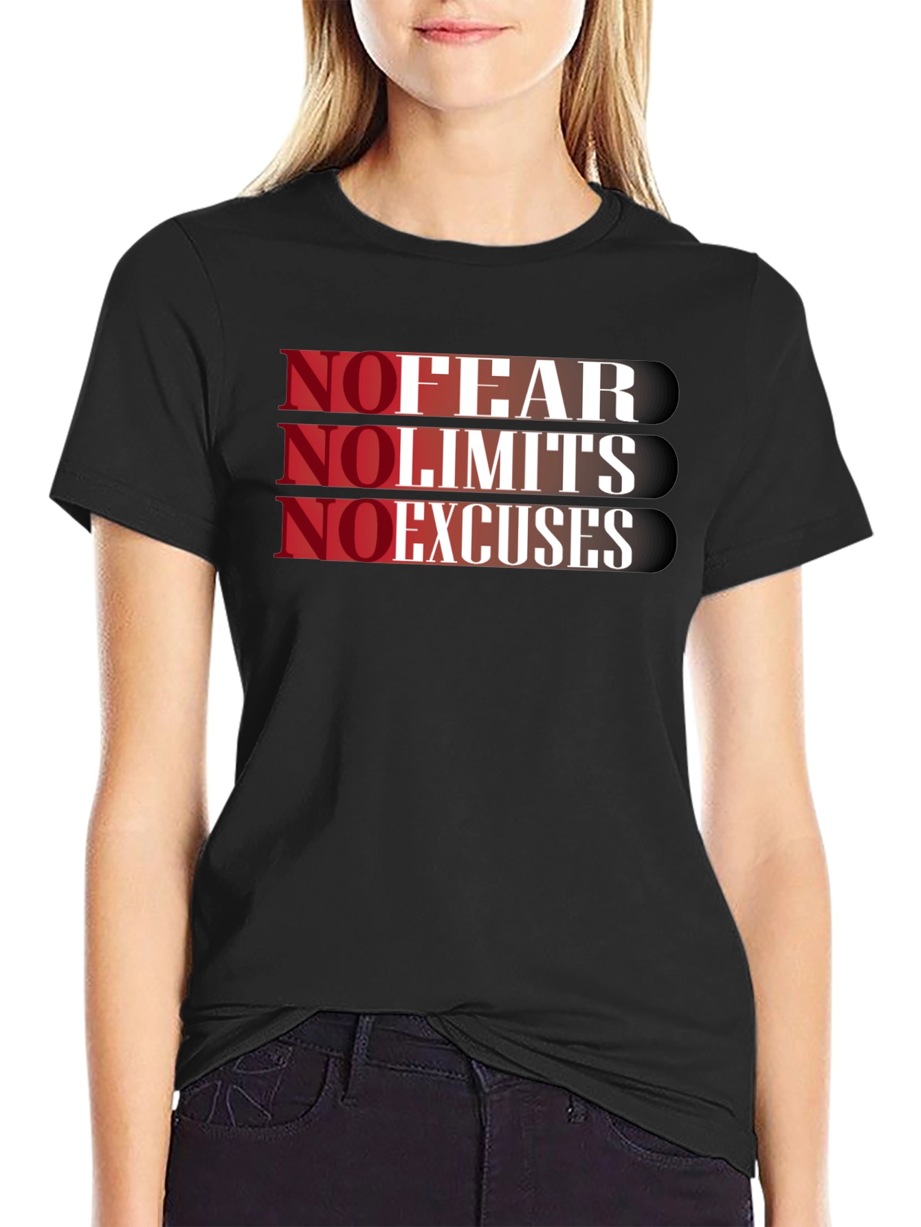 No Fear No Limits No Excuses Black T-Shirt