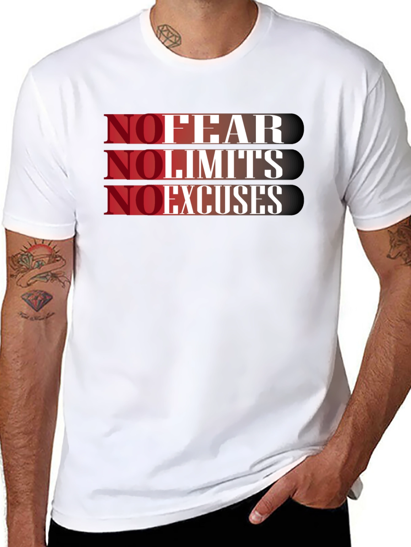 No Fear No Limits No Excuses Black T-Shirt