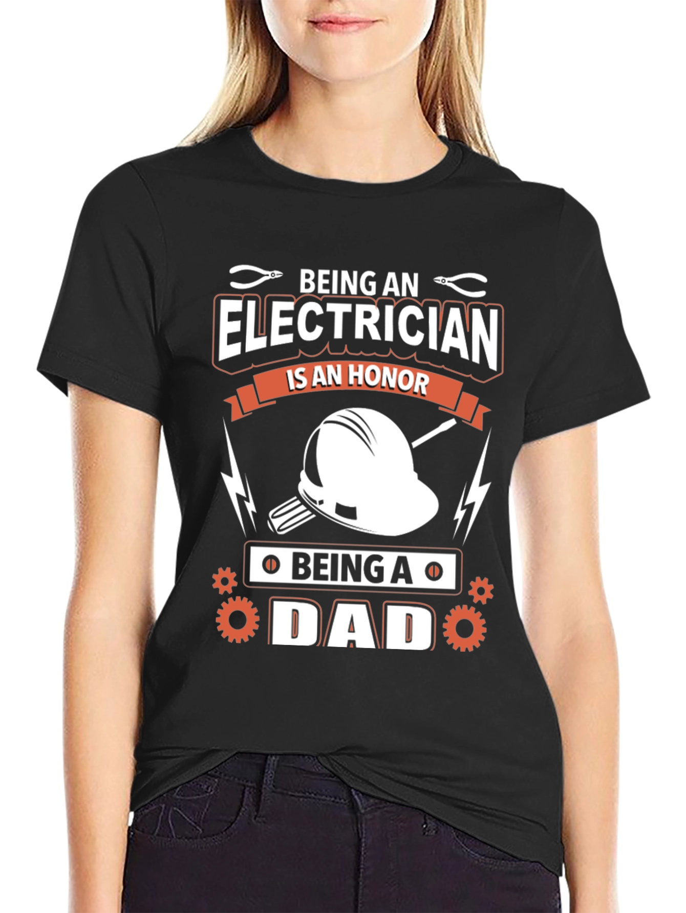 Electrician Dad Black T-Shirt