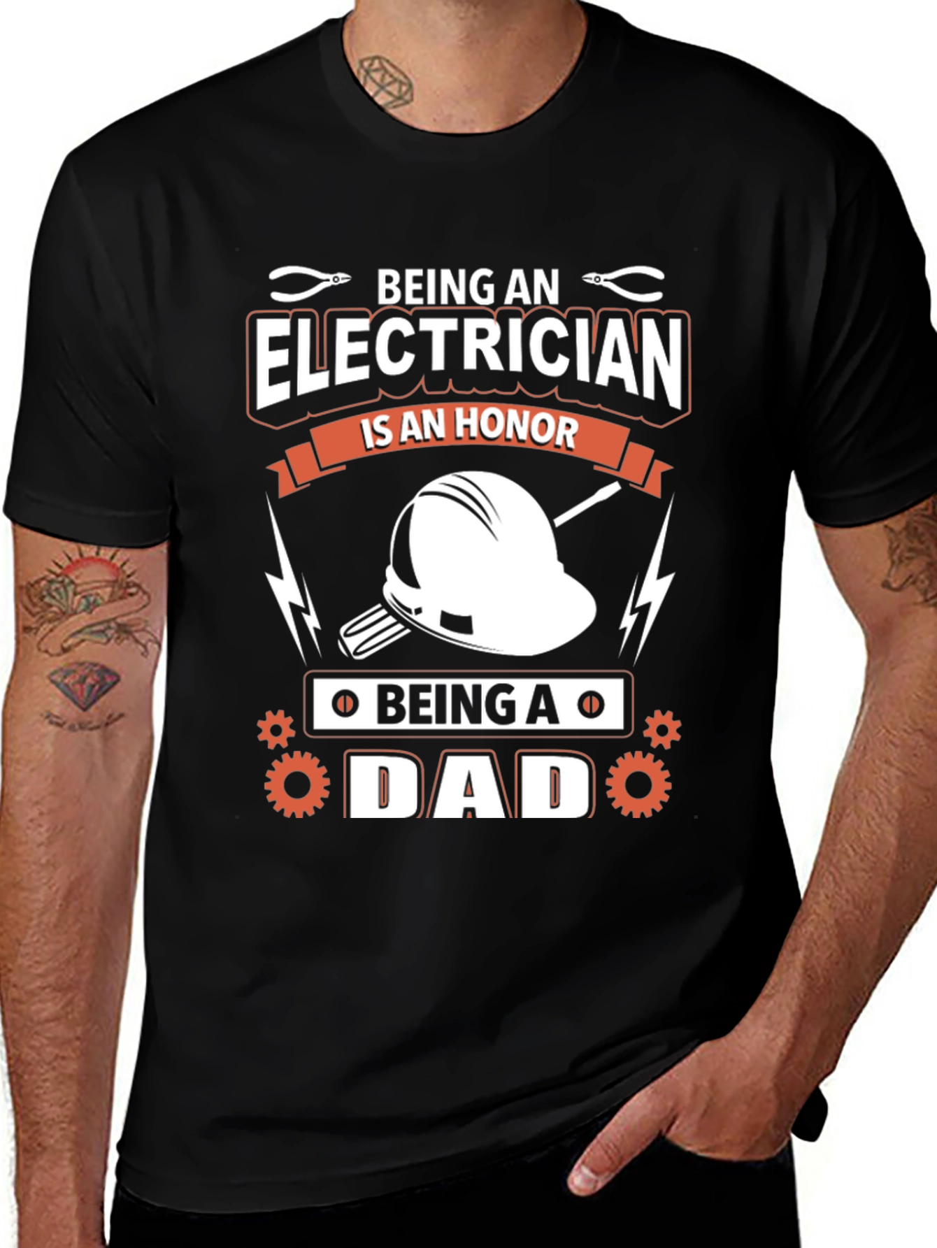 Electrician Dad Black T-Shirt