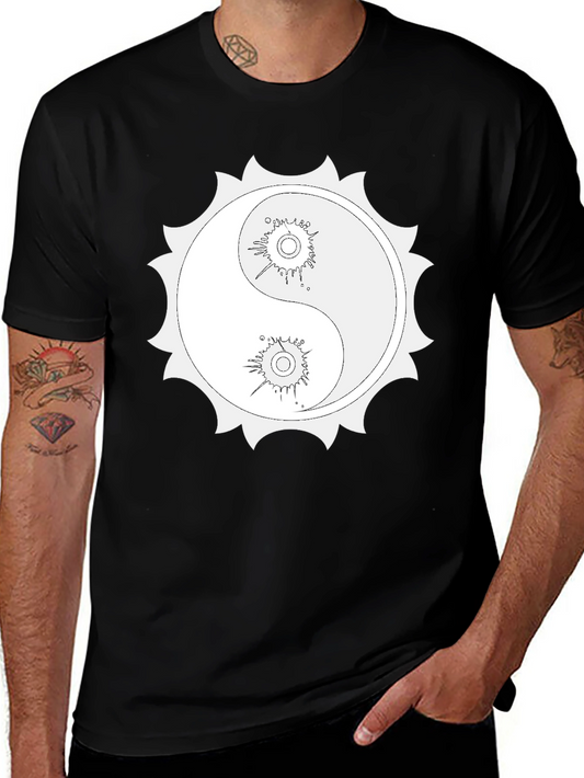 Yin Yang Sun Graphic Black T-Shirt