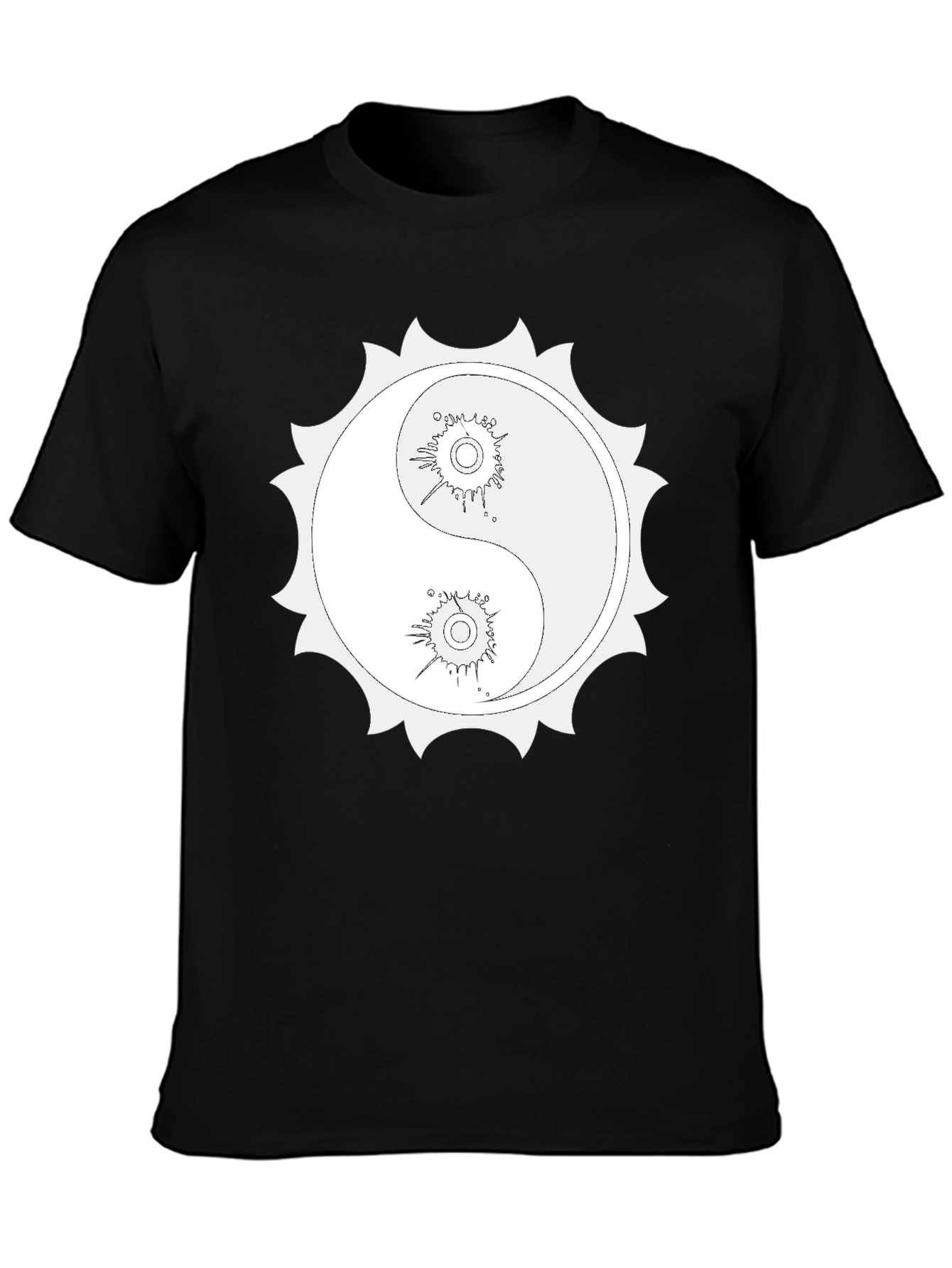 Yin Yang Sun Graphic Black T-Shirt