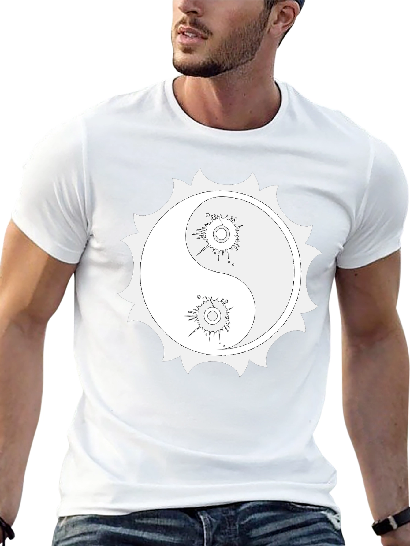 Yin Yang Sun Graphic Black T-Shirt