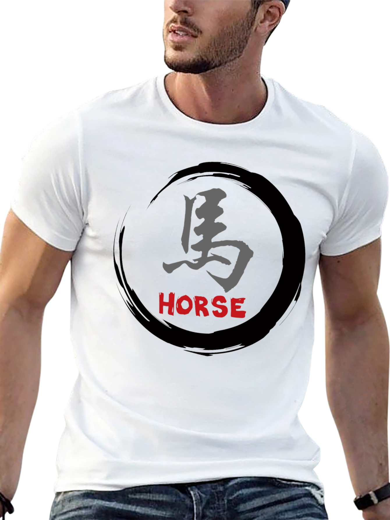 Horse Kanji Graphic Black T-Shirt