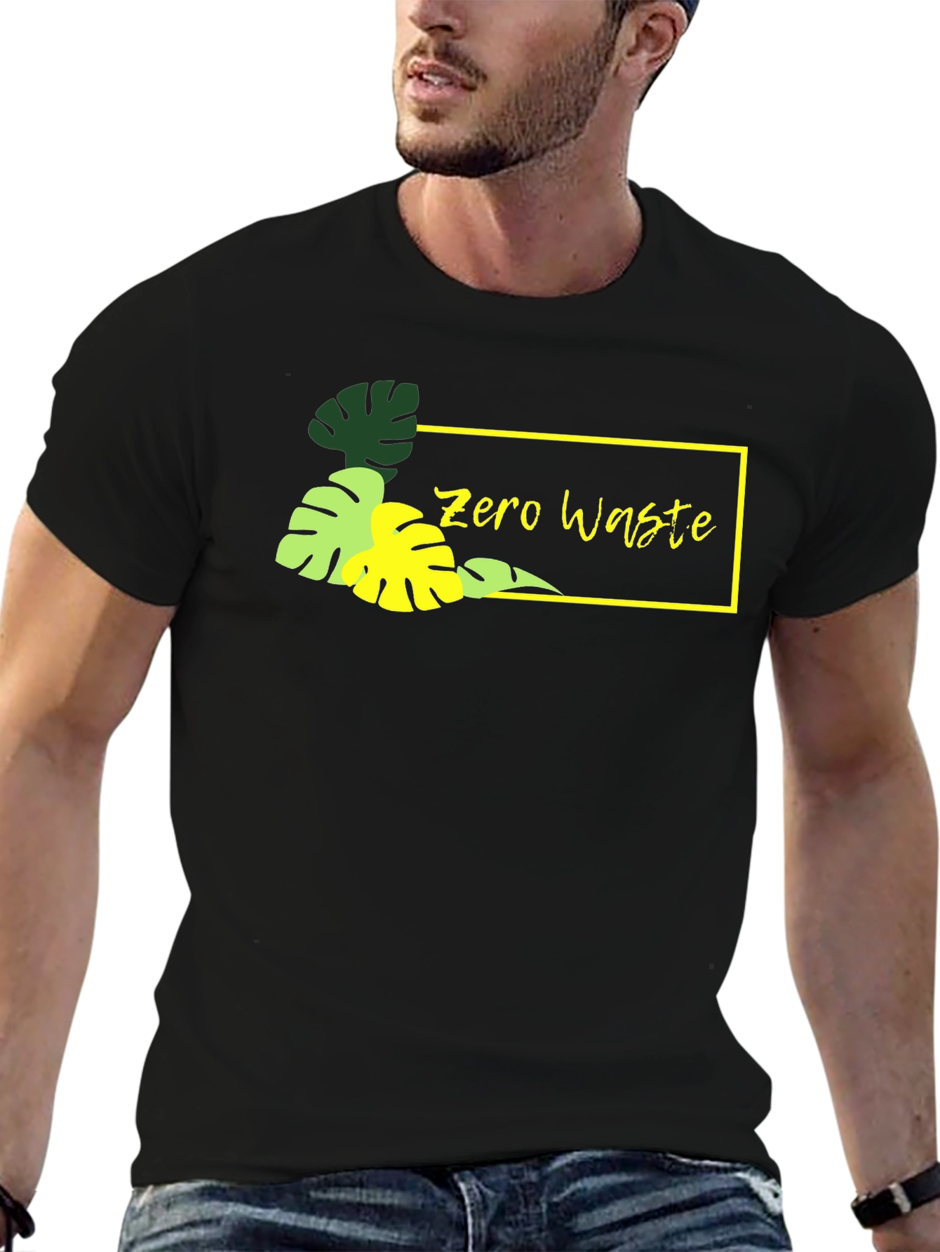 Zero Waste Black Graphic Tee - Stylish & Eco-Friendly