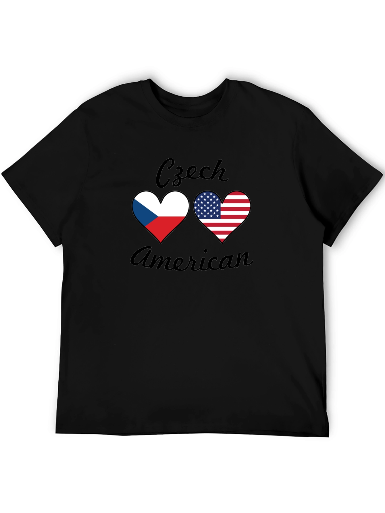 Czech American Flag Heart T-Shirt - Patriotic Tee