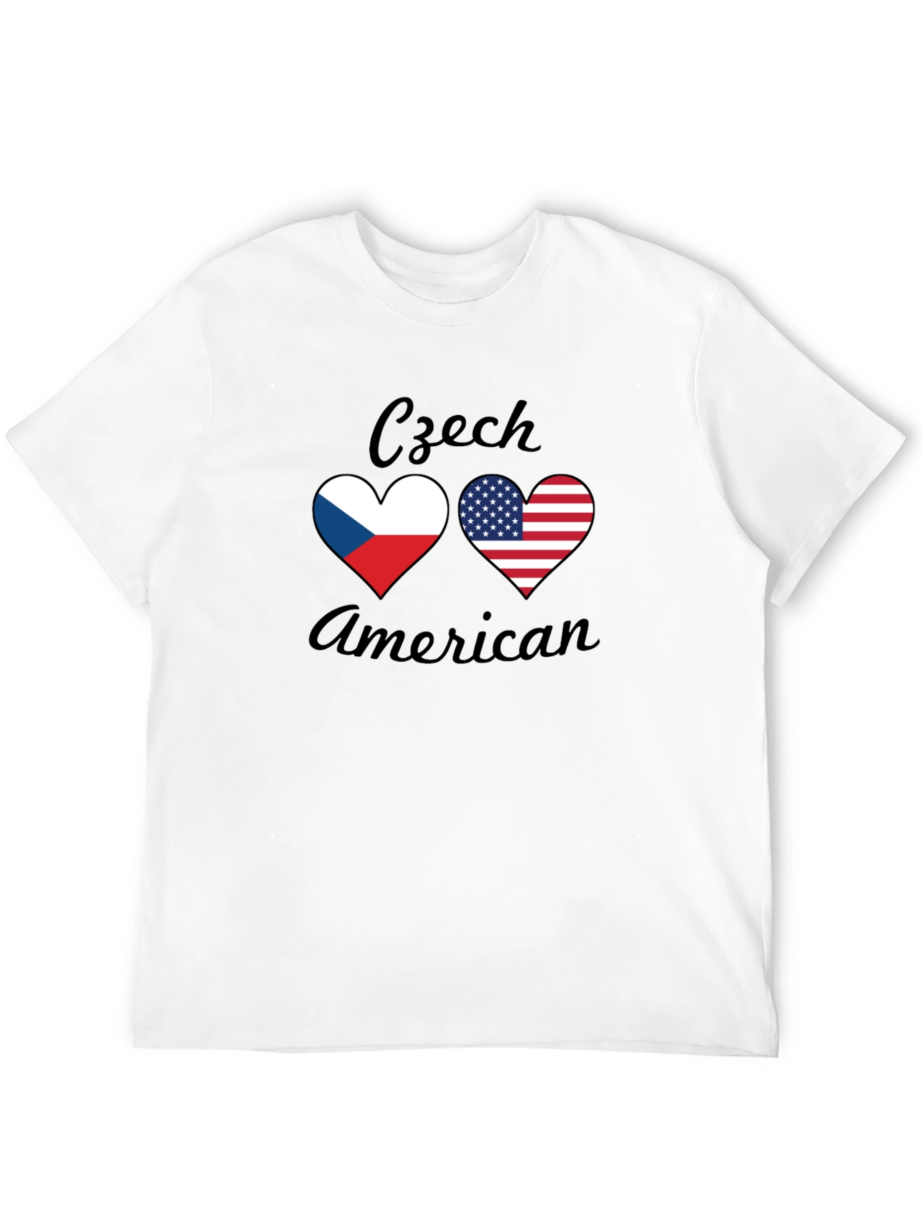 Czech American Flag Heart T-Shirt - Patriotic Tee